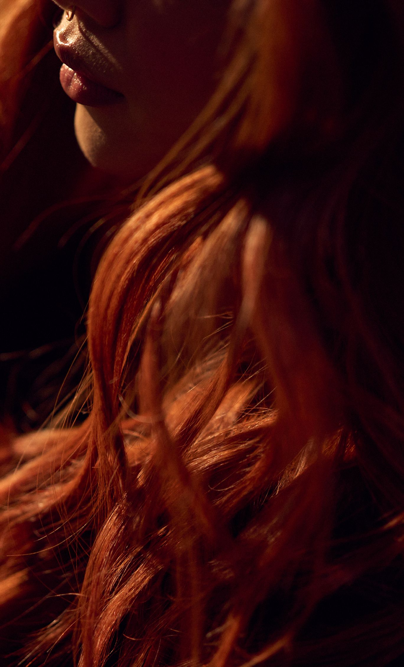 close up of styled, wavy hair